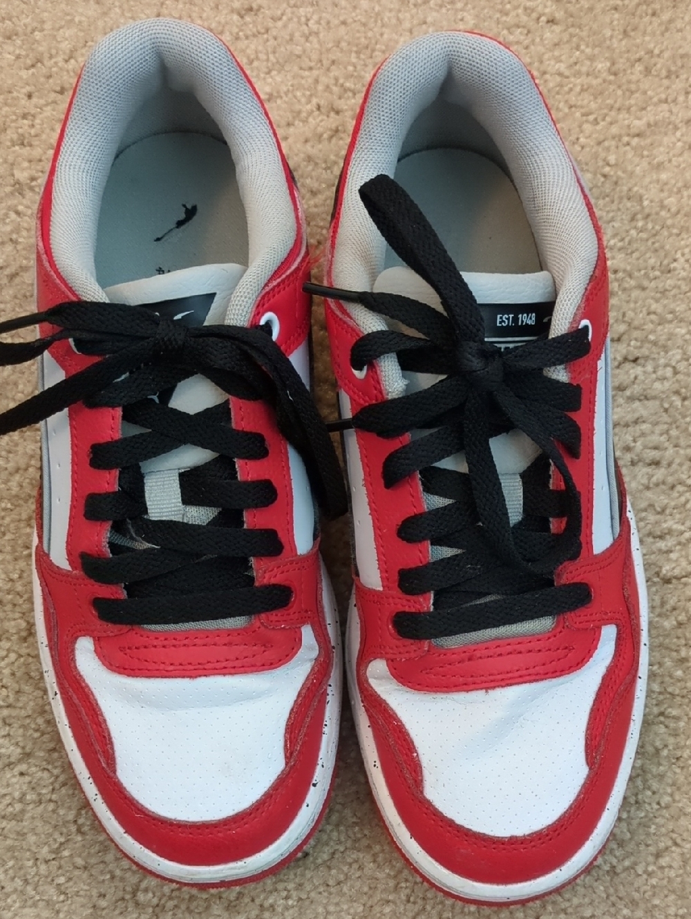 Puma Rebound Retro White & Red Low-Top Sneakers with Black Laces